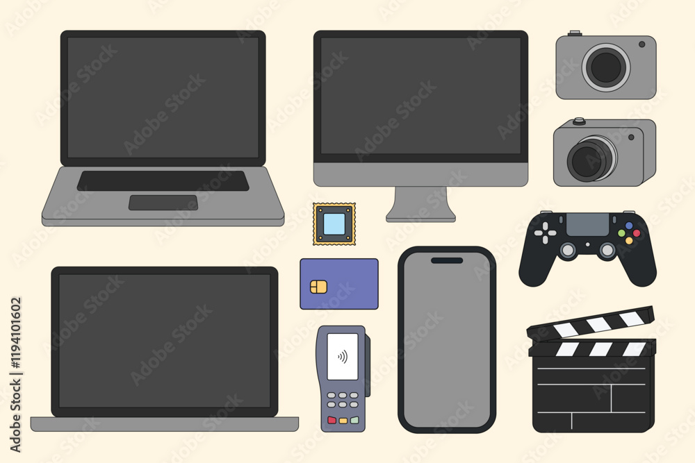 Canvas Prints digital devices, laptop computer flat graphic set vector