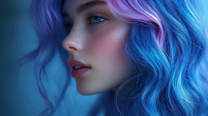 Fototapeta premium Portrait of a person with colorful hair.