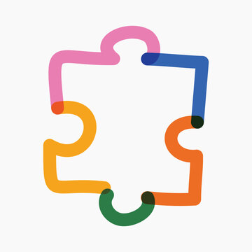 recommend clip art: Colorful colorful puzzle pop doodle line art vector