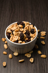 Bowl of Peanuts and Raisins Healthy Snack