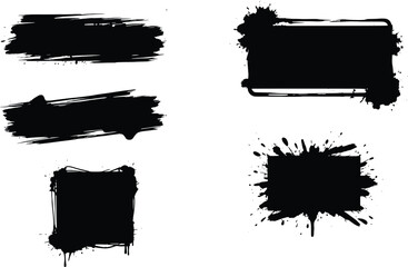 Fototapeta premium Grunge Ink Frames & Splatter Brush Strokes Perfect for Creative Graphic Design Projects