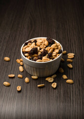 Bowl of Peanuts and Raisins Healthy Snack
