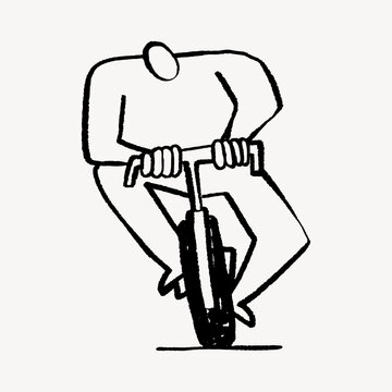 recommend clip art: Men riding unicycle doodle, illustration vector