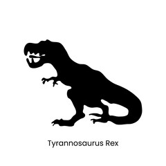 T Rex Tyrannosaurus Rex Silhouette. T-Rex Dinosaur in Flat icon vector illustration with smooth nodes style, for your design graphic element.