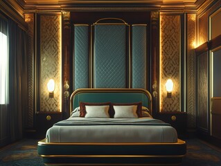 Luxurious Art Deco Bedroom with Gold Accents 