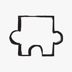 Puzzle piece, chalk texture doodle illustration vector