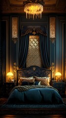 Luxurious Art Deco Bedroom with Gold Accents 