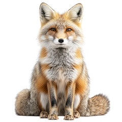 Fototapeta premium A realistic depiction of a fox sitting upright, showcasing its fur.