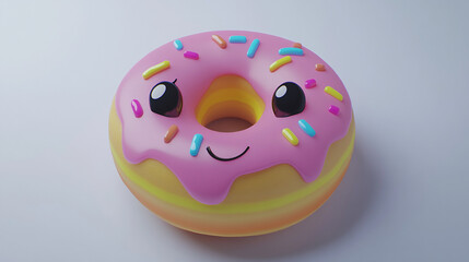 adorable 3d adorable donut character with pink cream