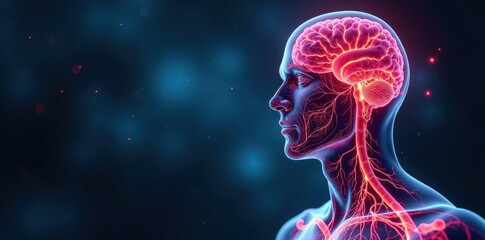 Intricate neural pathways and nerve endings visualize the body's response to stress, nervous system, nerve cells, synapses