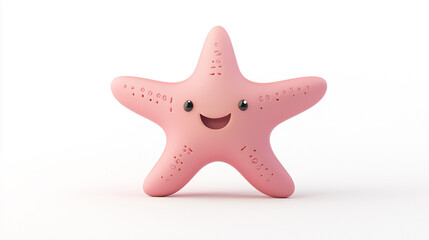 Obraz premium cute starfish character 3d render on white background