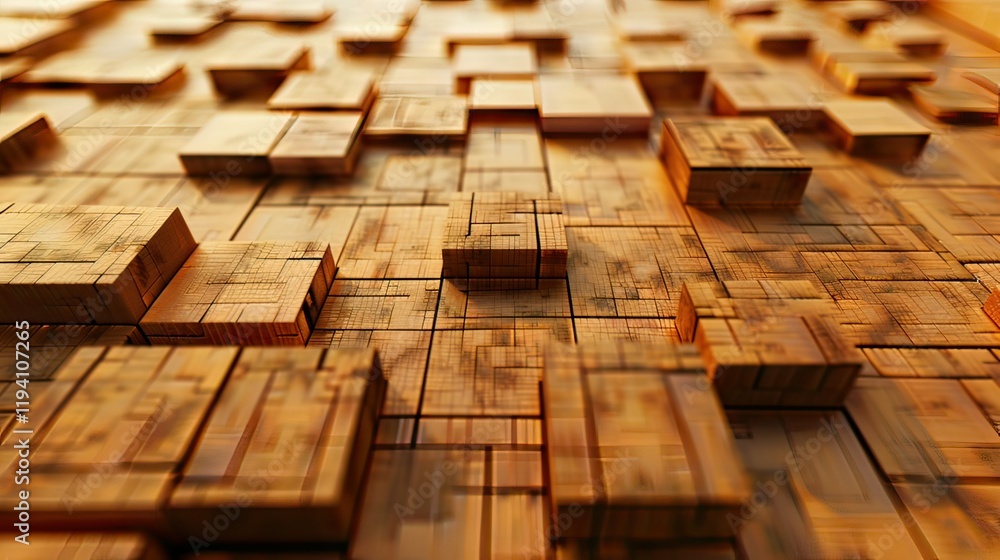 Poster a creative architectural design based on square patterns.