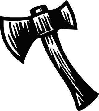 Simple black axe silhouette vector illustration - axe, camping, chopping, cutter, wood, web designing icons and projects.