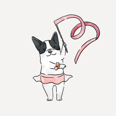 Dog rhythmic gymnast collage element vector