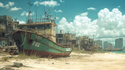Fototapeta premium anime background for apocalypse wallpaper