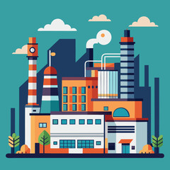 Obraz premium Industrial buildings flat