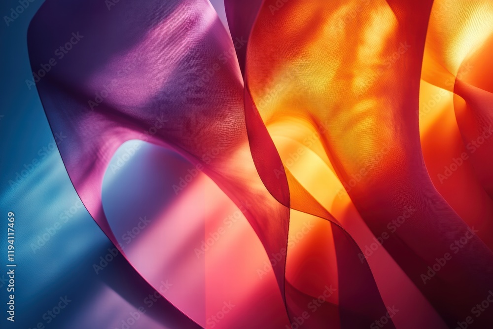 Aufkleber a shadow of twisting shapes against a bright gradient, with the abstraction playing on the tension b