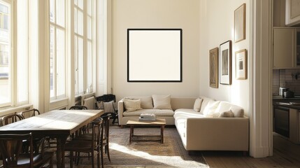Cozy Minimalist Living Room with Natural Light and Neutral Tones