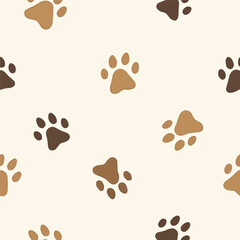 Fototapeta premium Cat paw cute pink shape seamless repeat pattern
