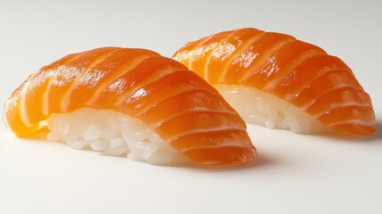 Fresh Sushi with Salmon on White Background for Culinary Delight