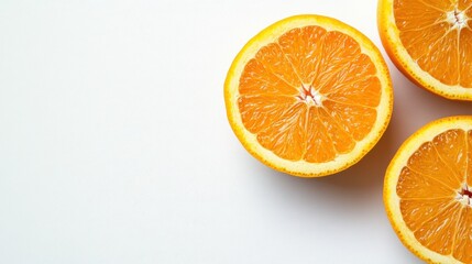 Freshly Sliced Oranges on White Surface for Healthy Lifestyle Concept