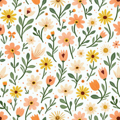 Seamless Easter Floral Pattern