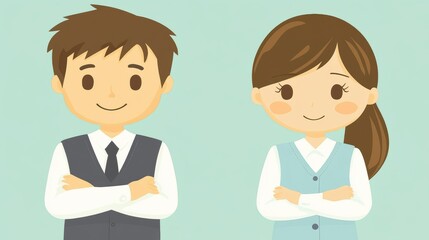 Smiling Business Characters with Friendly Expressions and Casual Attire