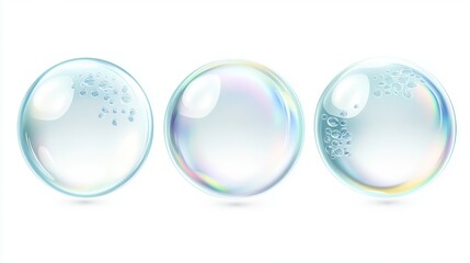 Transparent Water Bubbles with Soft Reflective Surfaces and Highlights