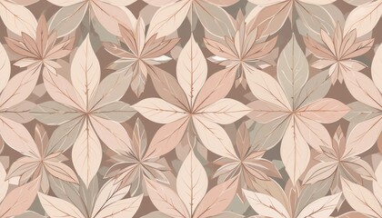 Elegant blush pink and beige leaf pattern, seamless floral textile design