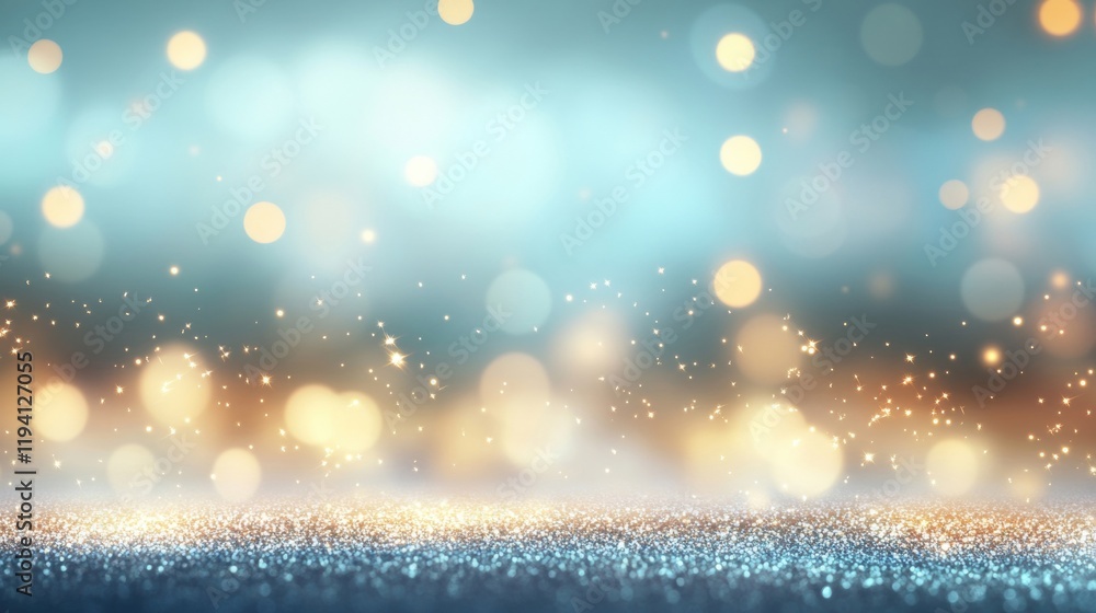 Poster beautiful blue background filled with sparkling glitter effects perfect for use in various design ap