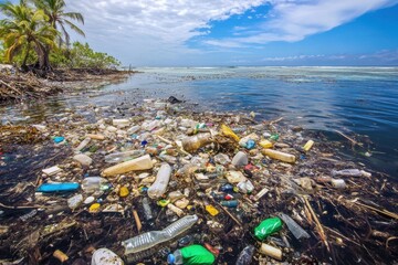 Coral Reef Threatened by Discarded Plastic Waste