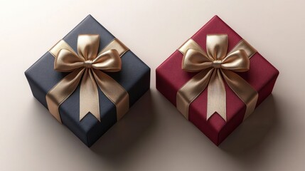Obraz premium Elegant Gift Boxes with Golden Ribbons on Soft Background