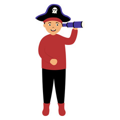 Children Pirate Character. Isolated on White Background. Vector Cartoon Illustration