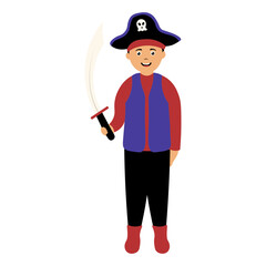 Children Pirate Character. Isolated on White Background. Vector Cartoon Illustration
