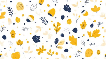 Autumnal pattern design, nature elements, seamless, background graphic, wallpaper