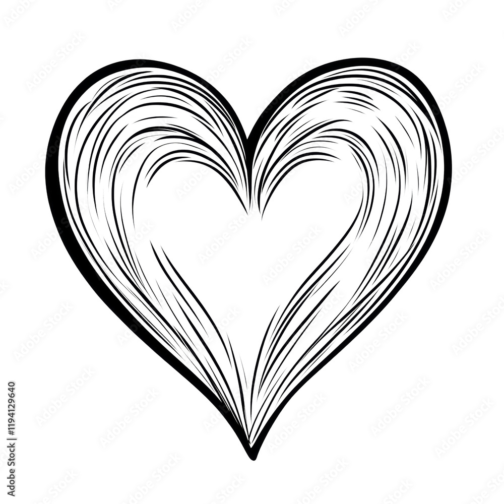 Aufkleber An abstract heart illustration featuring swirling white lines on a black background creating a visually striking and unique design.
