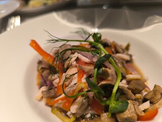 Delicious seafood salad on a plate