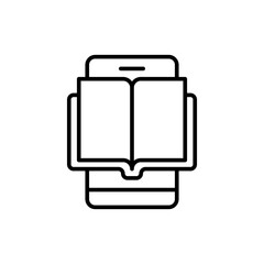 Online reading app outline icons, minimalist vector illustration ,simple transparent graphic element .Isolated on white background