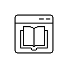 Online reading outline icons, minimalist vector illustration ,simple transparent graphic element .Isolated on white background