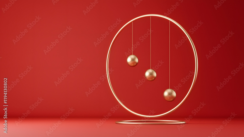 Poster dynamic pendulum motion display studio 3d render minimalist close-up art concept