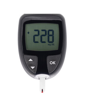 Diabetes blood sugar glucometer on transparent background (PNG File)