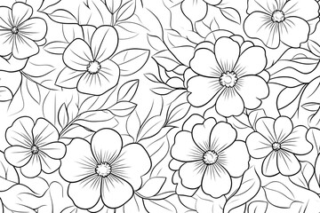 Obraz premium Beautiful Floral Line Art Pattern