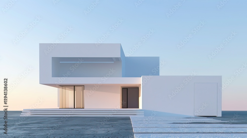 Aufkleber a minimalist design of a building with clean lines and bold geometry.