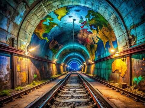 Abandoned Spanish Metro Tunnel: 3D Mollweide Projection of Continents