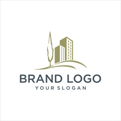 Obraz premium city hill company logo vector
