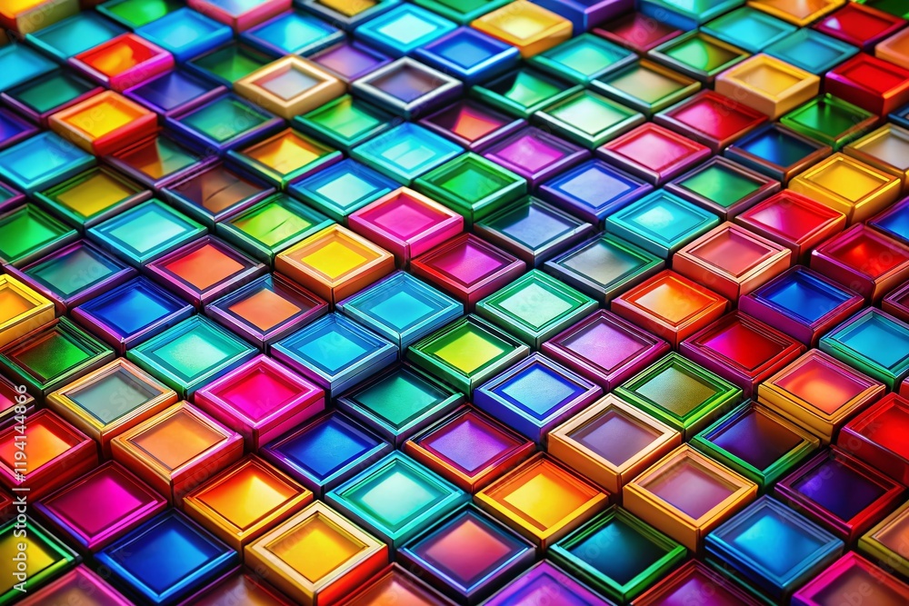 Poster abstract colorful geometric background with space: vibrant square pattern design