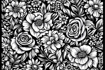 Beautiful Black and White Floral Pattern Design