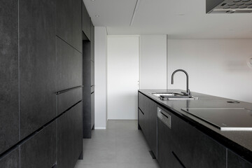 Black kitchen furniture is the most luxurious hotel-style kitchen interior
