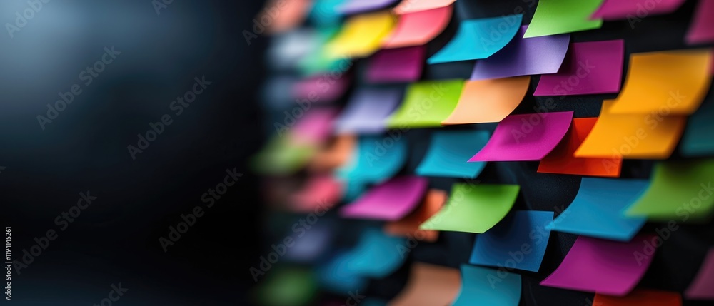 Aufkleber creative brainstorming session with colorful sticky notes office space visual content collaborative 