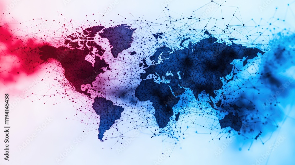 Poster global connectivity analysis a visualization of network data across the world digital art abstract e